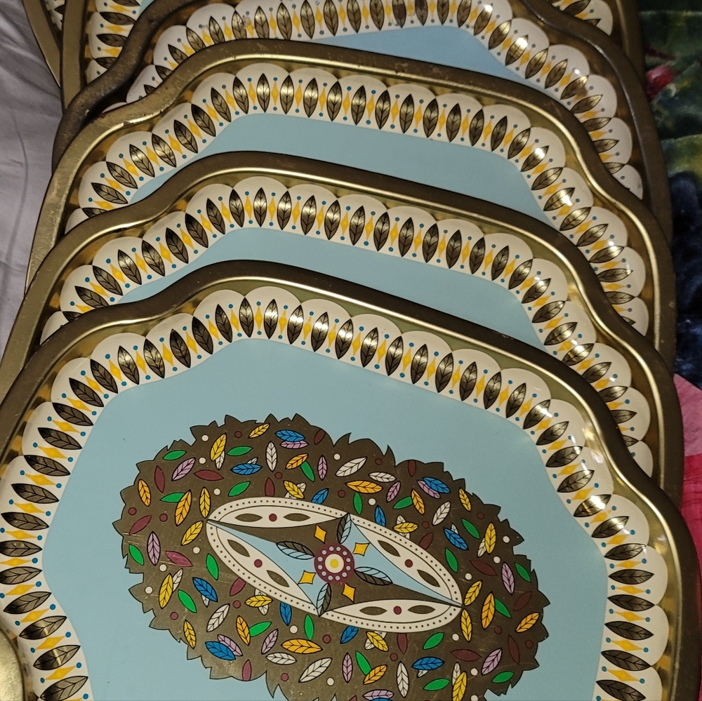 Set of 6 "236 Leaves" Baret Ware Co. Trays